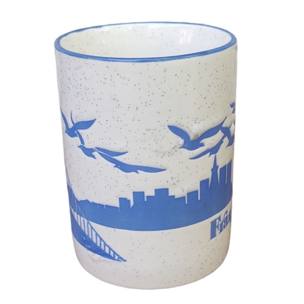 Vintage San Francisco Souvenir Mug Speckled Stoneware 80s Golden Gate Bridge - Picture 4 of 10